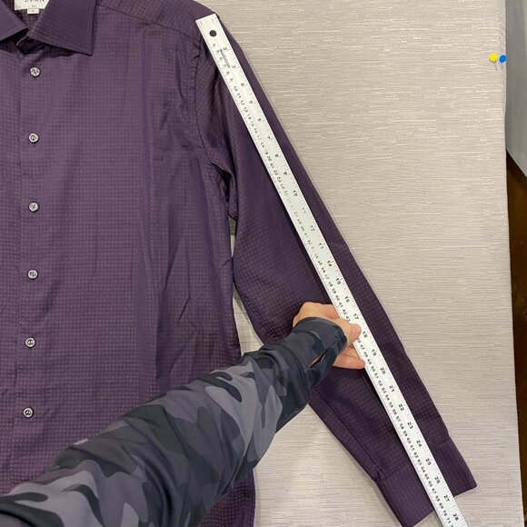 ETON Shirt Mens XL 17 43 Slim Fit Dark Purple Button Front Long Sleeve - Picture 11 of 15